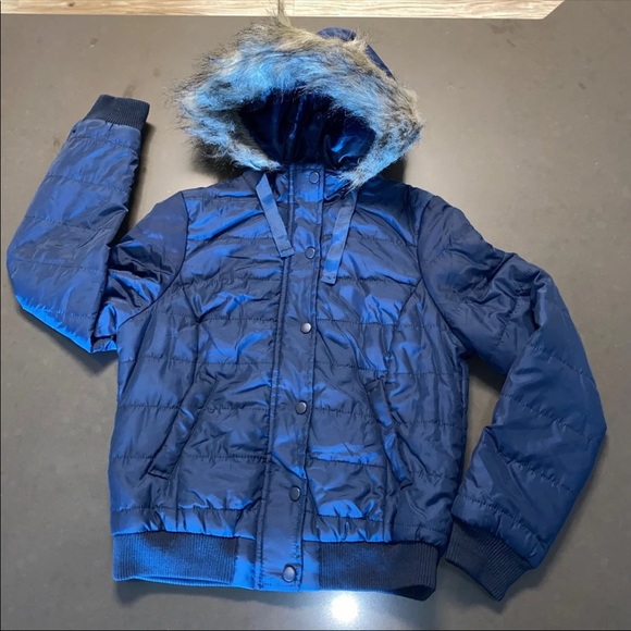 New J2 by Jou Jou Blue Hooded Puffer Jacket - Picture 10 of 12